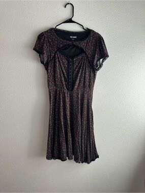 Hot Topic Black Dress with Red Floral Print